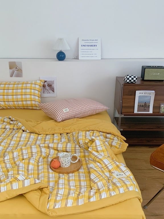 Set tiêu chuẩn 4 món đũi kẻ Basic chăn, ga, gối