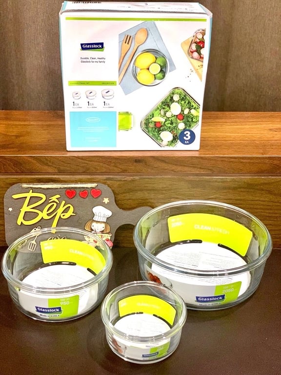 BỘ 3 HỘP THỦY TINH TRÒN #GLASSLOCK GL156