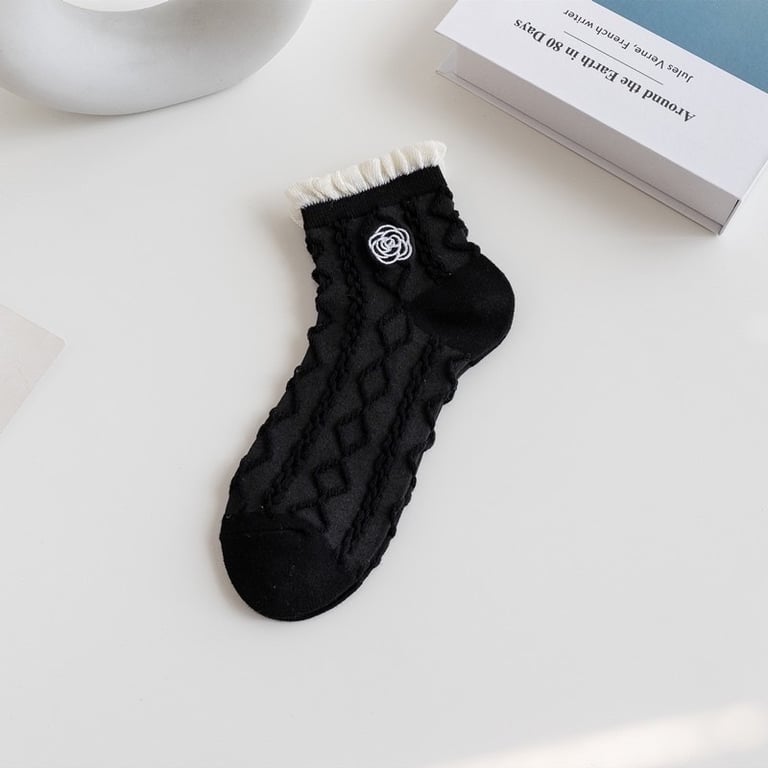 Set 5 tất nữ cổ thấp viền ren Họa Tiết Trái Tim Phong Cách Hàn Quốc Dễ Thương #MC29