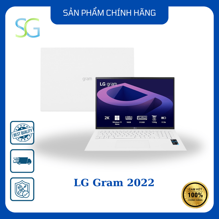 Laptop LG Gram 2022 17Z90Q-G.AH74A5 (Core i7-1260P | 16GB | 512GB | Iris Xe Graphics | 17 inch WQXGA | Windows 11 Home Plus | White