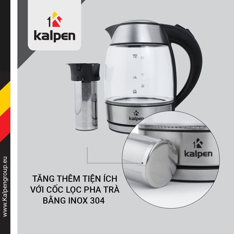 ẤM ĐUN NƯỚC SIÊU TỐC THUỶ TINH KALPEN KK66