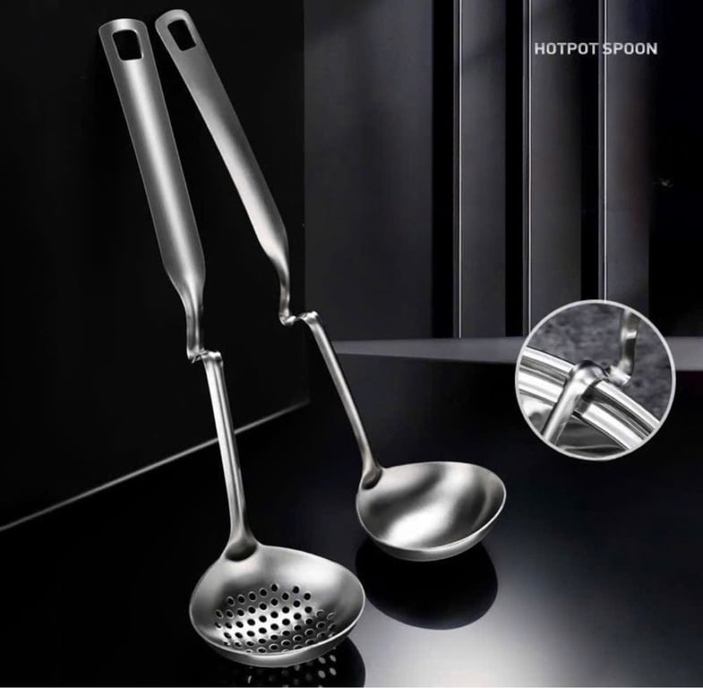 SET 3 MUÔI INOX 304 gồm MUÔI MÚC CANH , MUÔI TÁCH DẦU và MUÔI THỦNG VỚT RAU CỦ QUẢ