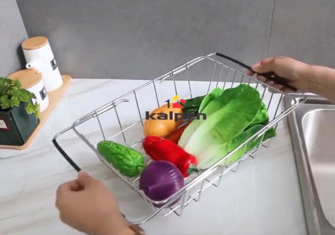 Giá inox 304 Kalpen đặt ngang bồn rửa bát