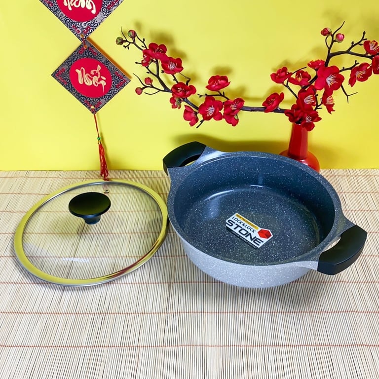 Nồi Lock đá 7 lớp Stone phi 24cm Lca6242 thành thấp