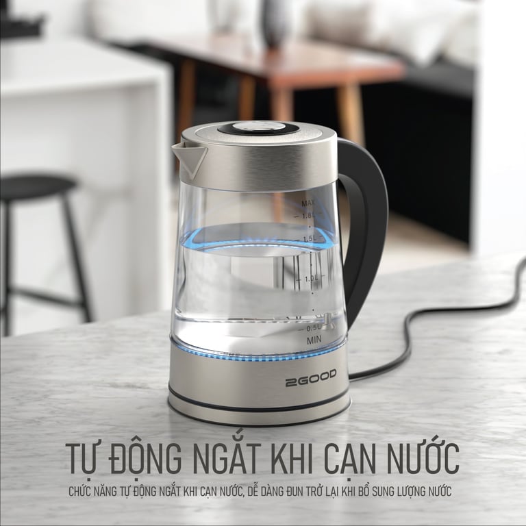 ẤM SIÊU TỐC 2GOOD G18 1.8L KÈM LÕI LỌC