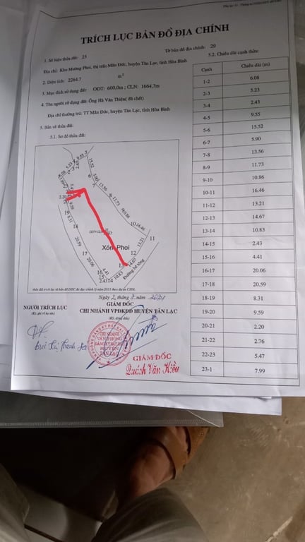 740m2 lô góc 2 mặt tiền có 200m2 ODT tại thị trấn Mãn Đức - Hoà Bình