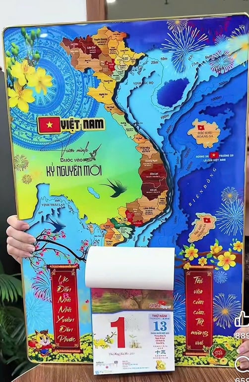 LỊCH TẾT – BẢN ĐỒ VIỆT NAM TRÁNG GƯƠNG CAO CẤP