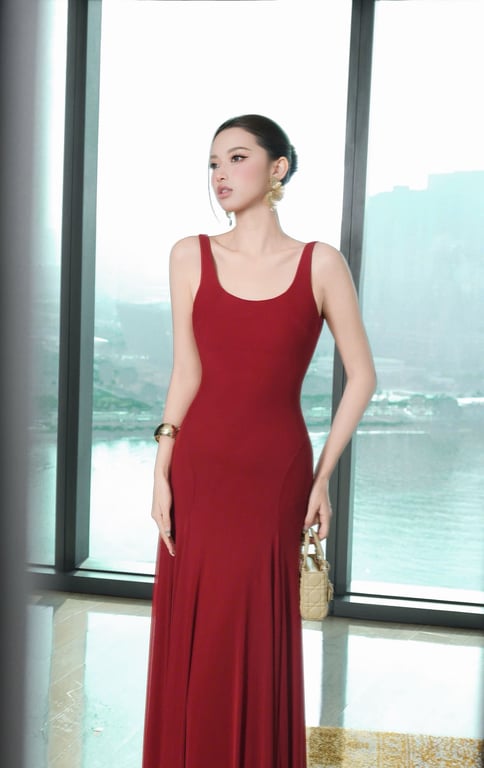 Đầm Maxi cổ U brand OBIBI