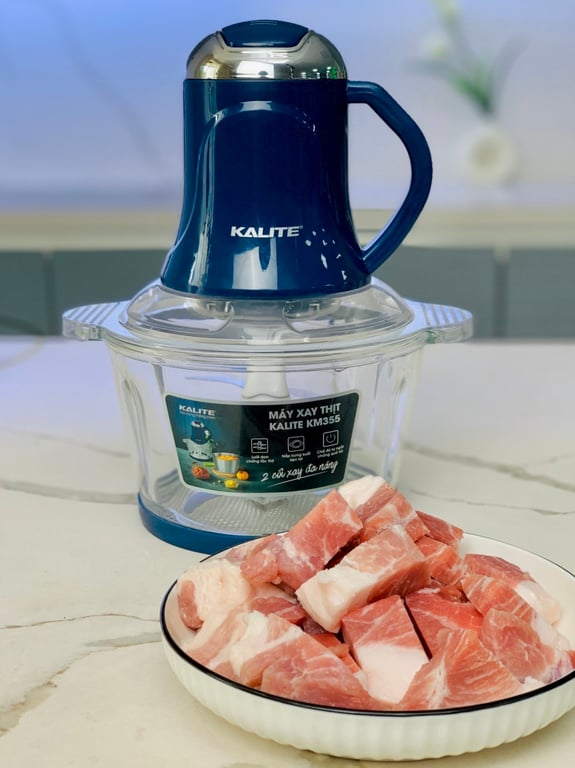 máy xay thịt 2 cối: 1 thuỷ tinh - 1 inox304 Kalite KM355