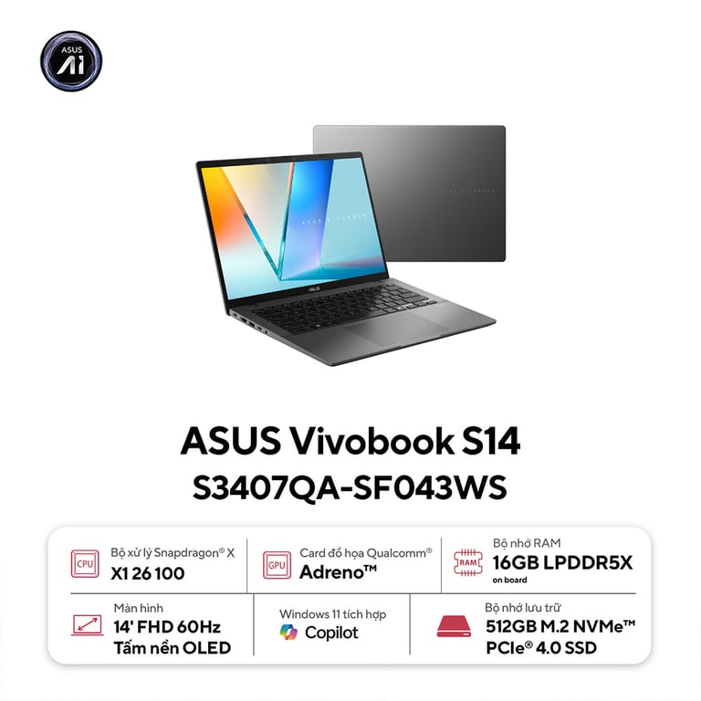 Laptop ASUS Vivobook S14 S3407QA-SF043WS