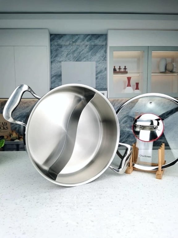 nồi lẩu inox 2 ngăn chockmen size 28cm