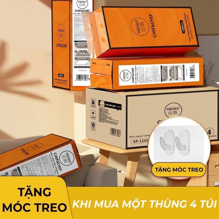 Giấy Rút Sipao Cam Thùng 4 túi