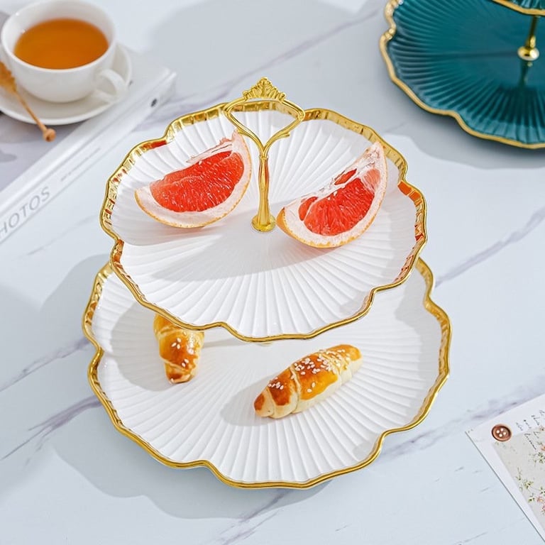 Khay để bánh kẹo, mứt tết chất liệu gốm sứ khung kim loại sang trọng - VS340