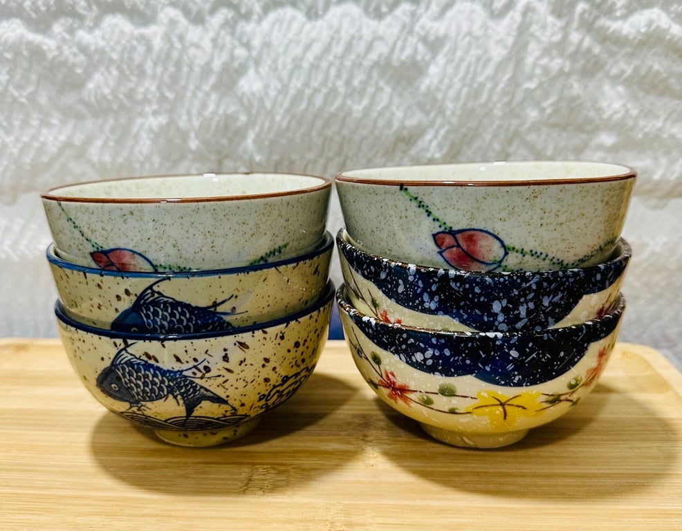 Set 6 bát cơm mẫu hoa văn cổ