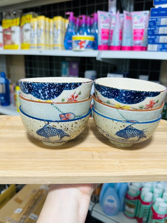 Set 6 bát cơm mẫu hoa văn cổ