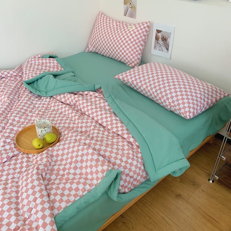 Set tiêu chuẩn 4 món đũi kẻ Basic chăn, ga, gối