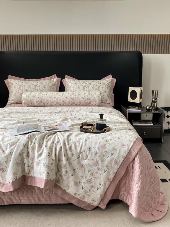 Set 5 món ga gối Cotton lụa tráng Lyocell xịn sò