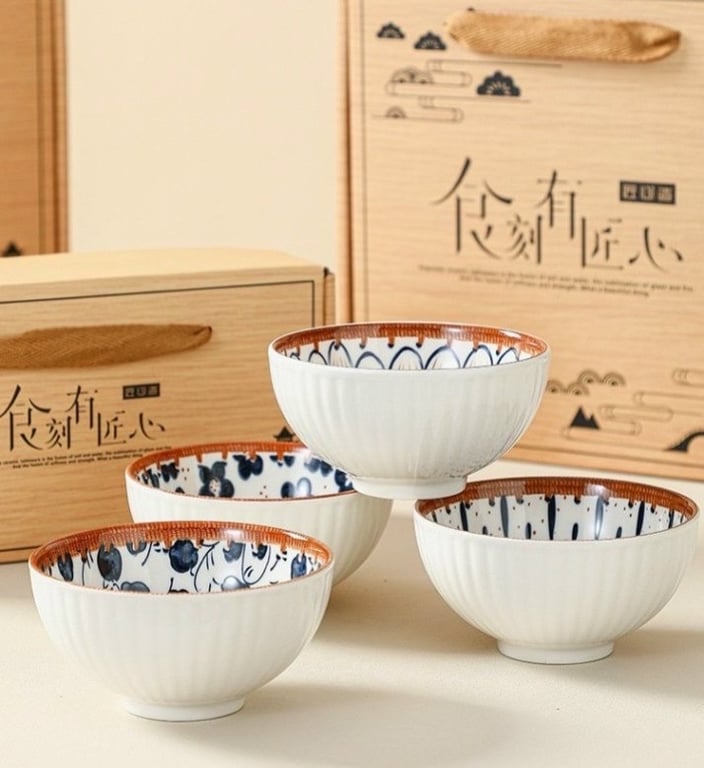 Set 6 bát phong cách Nhật men đẹp