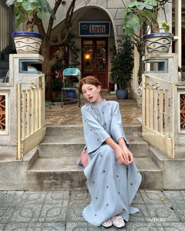 Áo dài nhung tăm - freesize M L