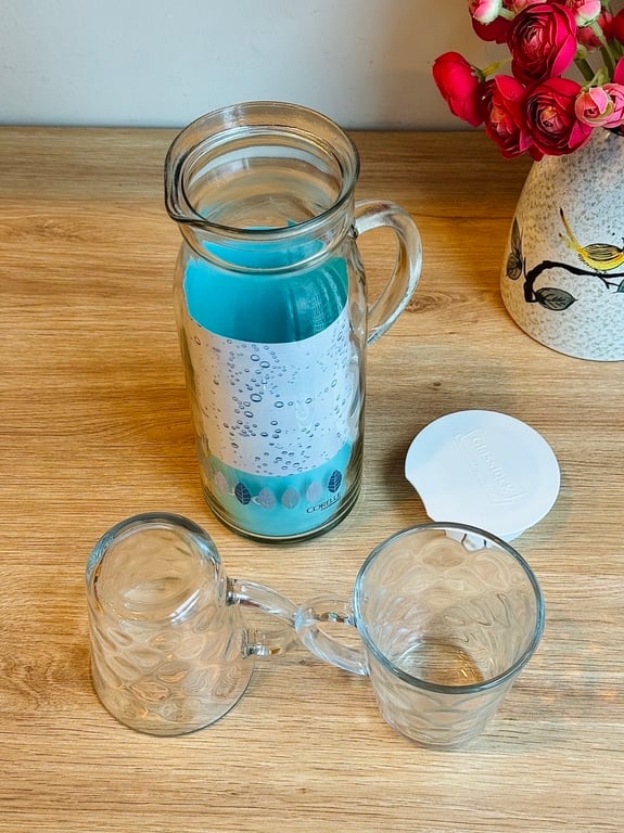 BỘ BÌNH KÈM 2 CỐC THUỶ TINH CƯỜNG LỰC HÀN QUỐC GLASSLOCK 1000 + 280ML🥂GL1614