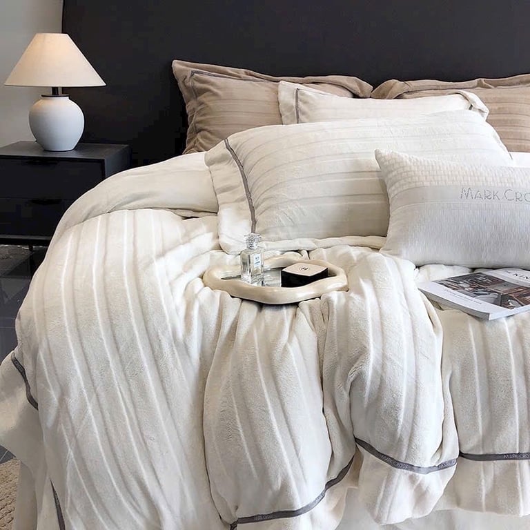 Full set 4 món: Bộ chăn ga gối MarkCross nỉ nhung cao cấp CHT05