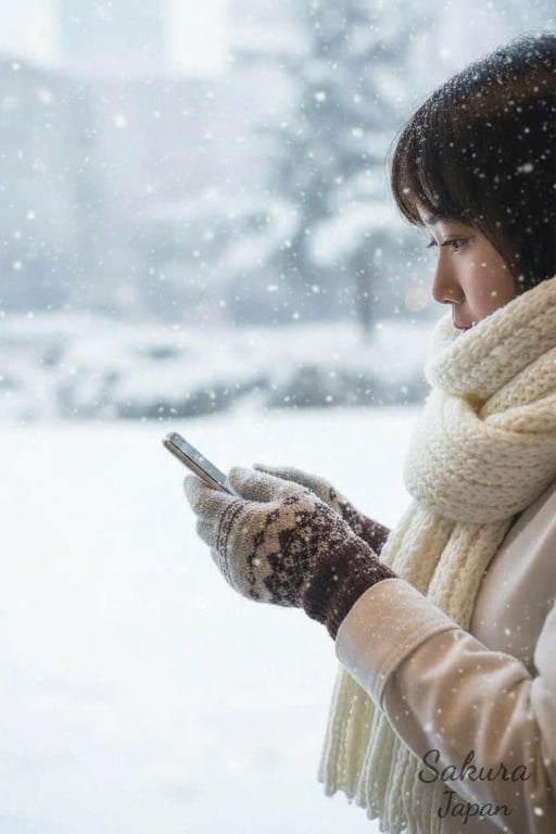 Găng Tay Len Mùa Đông Sakura Japan Dày & Ấm Áp Chuẩn Nhật