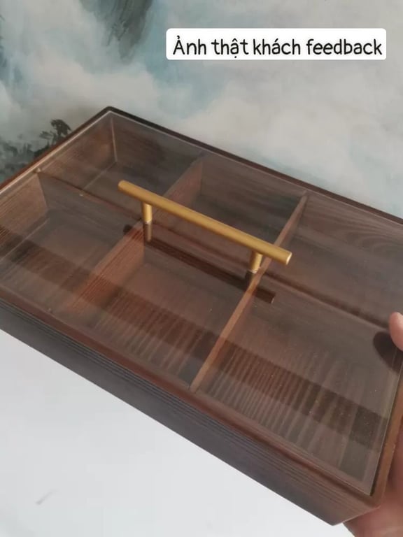 KHAY GỖ 6 NGĂN ĐỰNG BÁNH MỨT CÓ NẮP