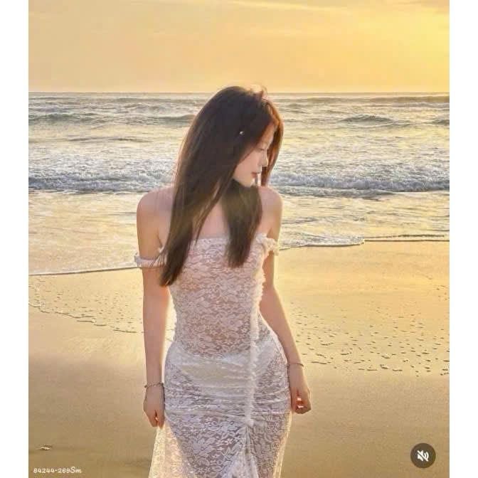 Set bikini ba món ĐẦM MIDI body ren trắng kèm bikini