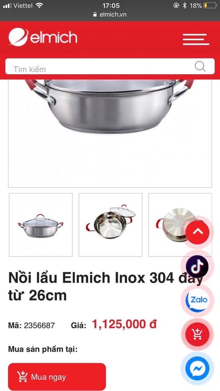 Nồi Lẩu Elmich Inox Đáy Từ 26cm