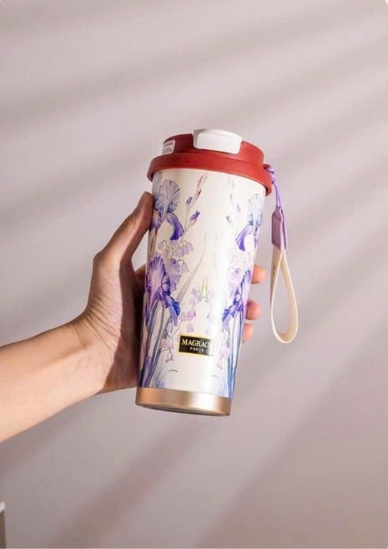 😍cốc giữ nhiệt Magrace Paris kèm ống hút với dung tích 500ml