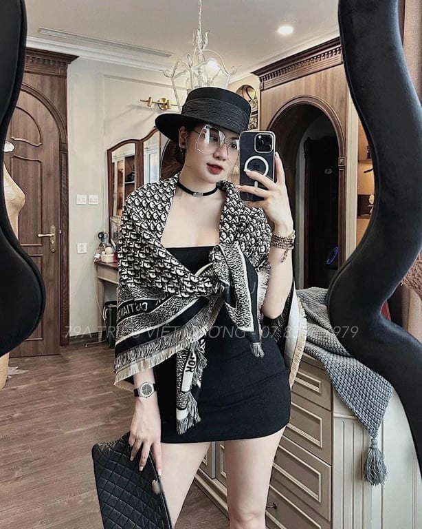 KHĂN DẠ D.I..O.R ĐEN - XANH THAN