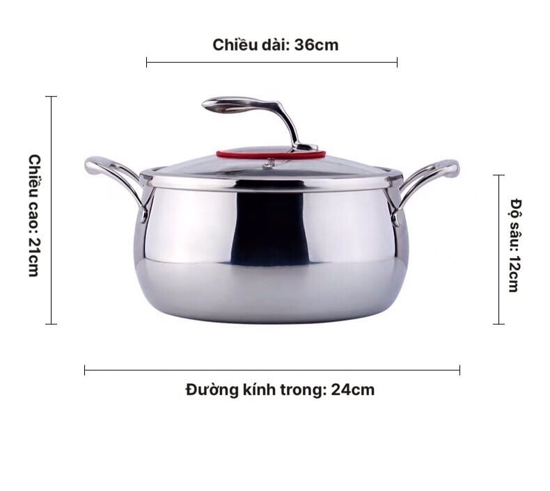 nồi đúc nguyên khối size 24cm hãng LUNKAI