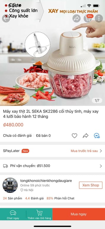 Máy Xay Thực Phẩm Đa Năng 2L Công Suất Lớn seka