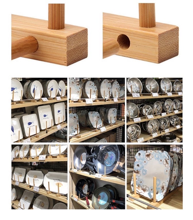 Giá để đĩa, cốc bằng gỗ