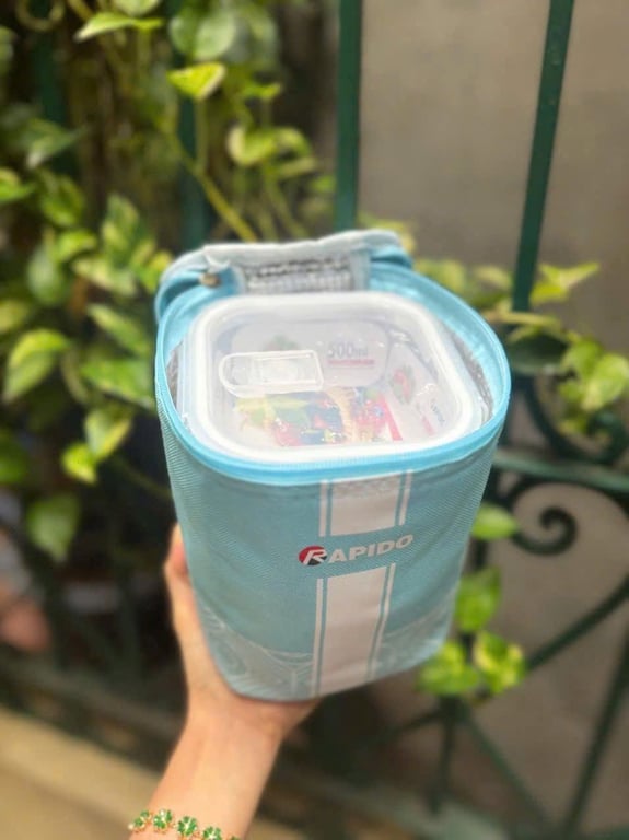 Bộ hộp cơm Rapido thuỷ tinh kèm túi giữ nhiệt, kích thước hộp 500ml