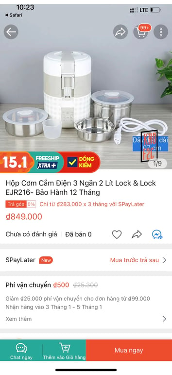 HỘP CƠM CẮM ĐIỆN HẸN GIỜ CAO CẤP 3 TẦNG - CHÍNH HÃNG LOCK&LOCK EJR 216