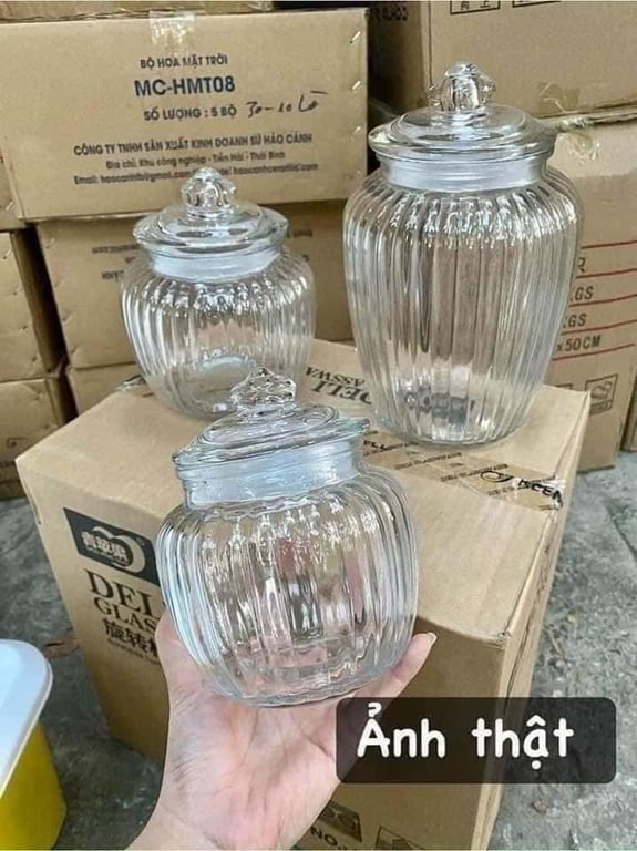 SET 3 HŨ THỦY TINH QUẢ BÍ