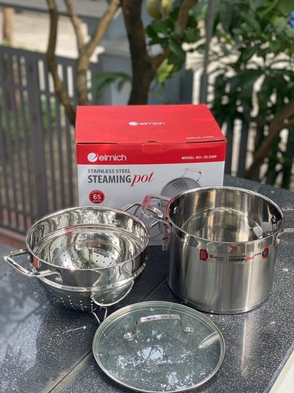 nồi hấp, kèm luộc 26cm  5 đáy elmich