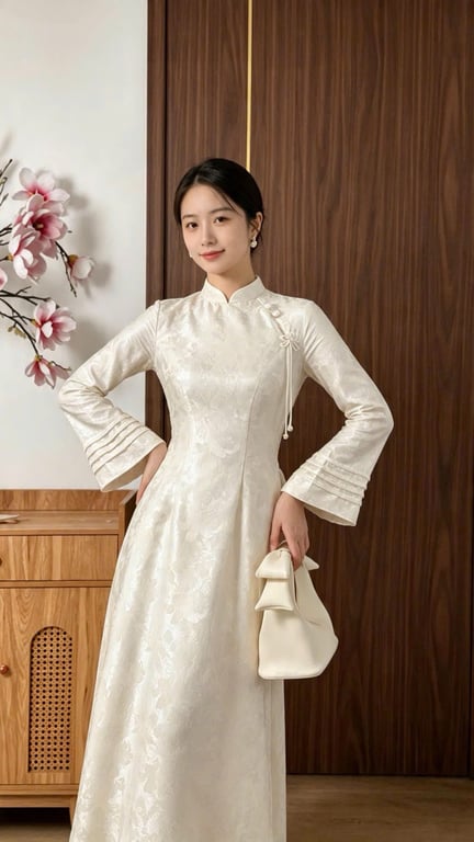 AD gấm Hồng Điệp kem (S->XXL)