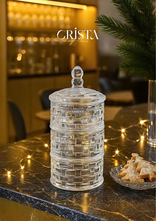 HŨ ĐỰNG MỨT 3 TẦNG VÂN CARO CRISTA HOME