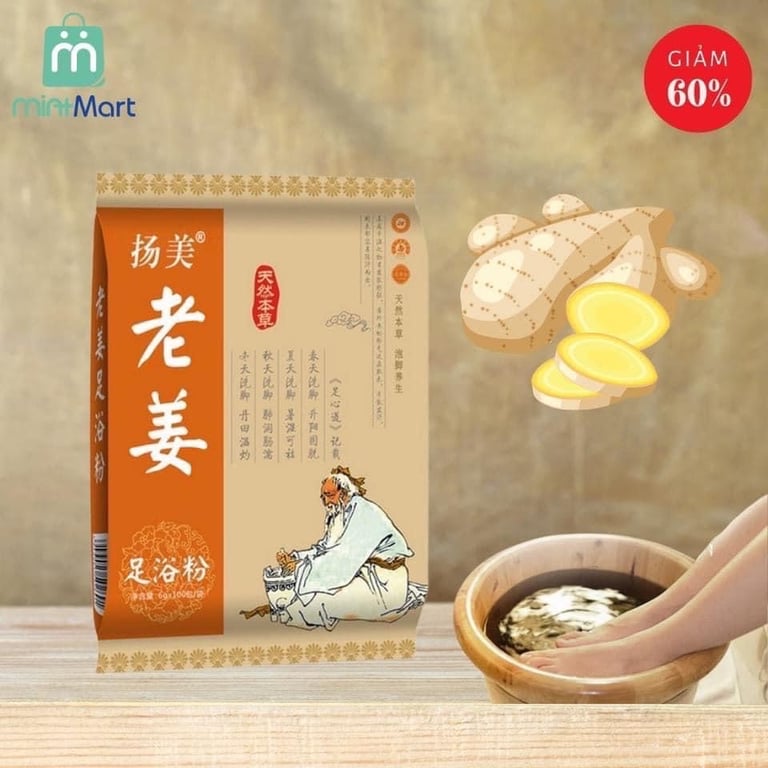 Set 100 gói thảo dược ngâm chân vị gừng và ngải cứu MC16
