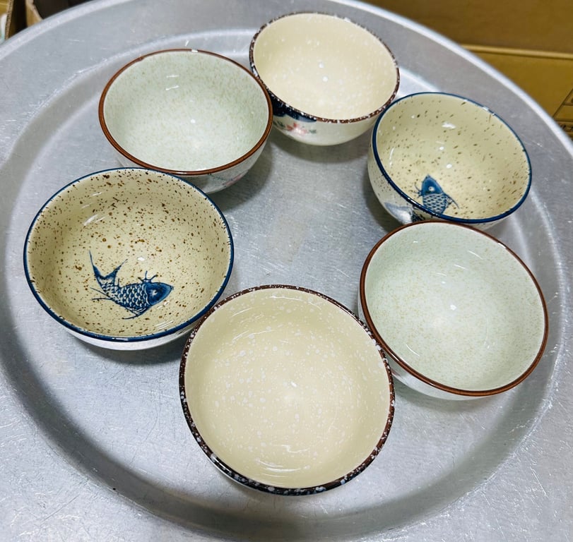 Set 6 bát cơm mẫu hoa văn cổ