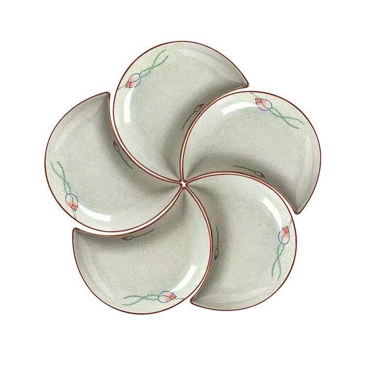 Bộ đĩa bán nguyệt xếp hình hoa - Bộ đĩa gốm sứ Nhật Bản cao cấp