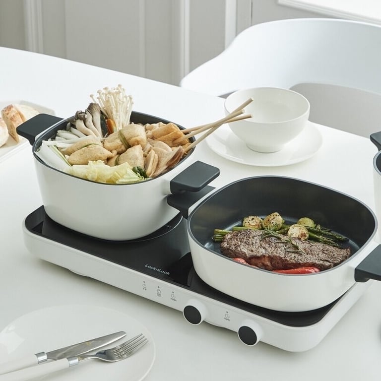 Bếp điện từ đôi LocknLock EJI326WHT màu trắng EJI326WHT