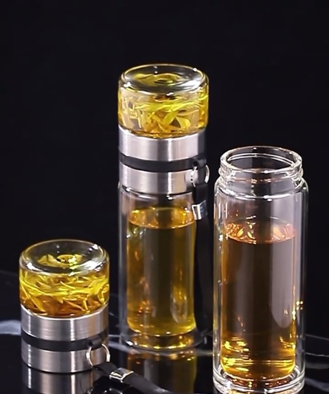 Bình Pha Trà Thủy Tinh 2 Lớp Chịu Nhiệt Lõi Lọc Inox 304