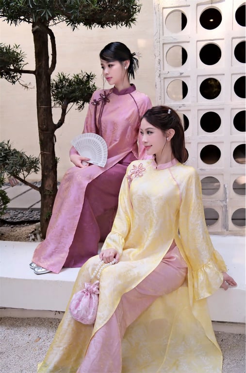 AD tơ thọ ánh kim tay loe - hồng