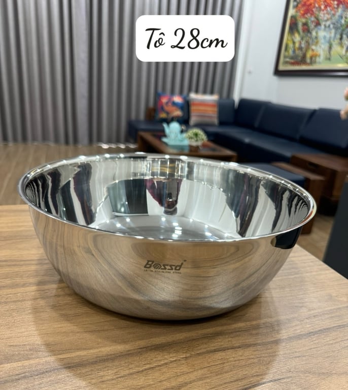 TÔ TRỘN THỨC ĂN KIÊM CHẬU RỬA INOX BOSSD, Size 24/28cm