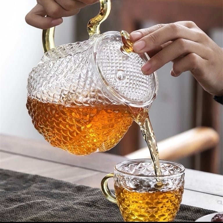 Bộ 4 cốc kèm bình pha trà thuỷ tinh kim cương