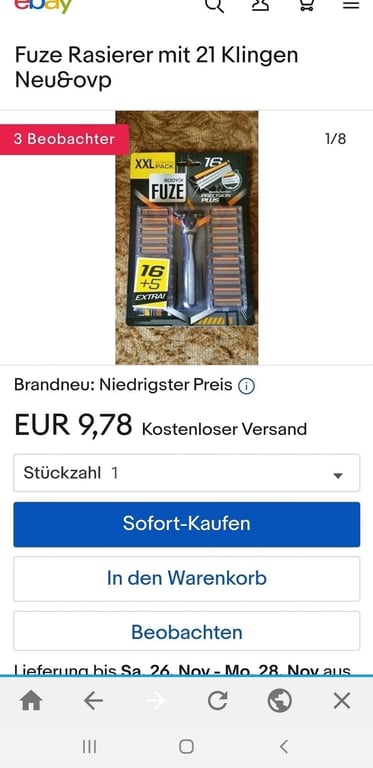 SET DAO CẠO RÂU FUZE XXL 3 LƯỠI CỦA ĐỨC (1 DAO CẠO KÈM 21 ĐẦU)