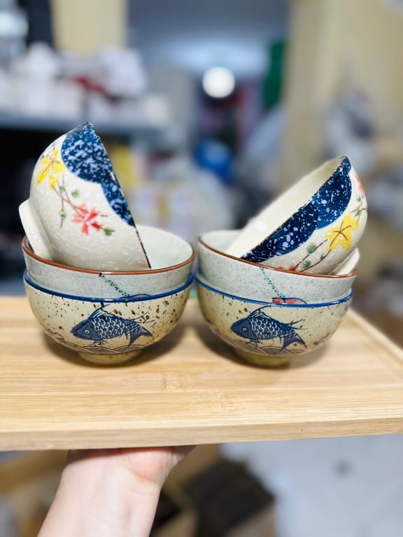 Set 6 bát cơm mẫu hoa văn cổ